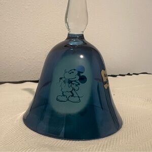 Charming Blue Glass Art Bell with Cartoon Motif